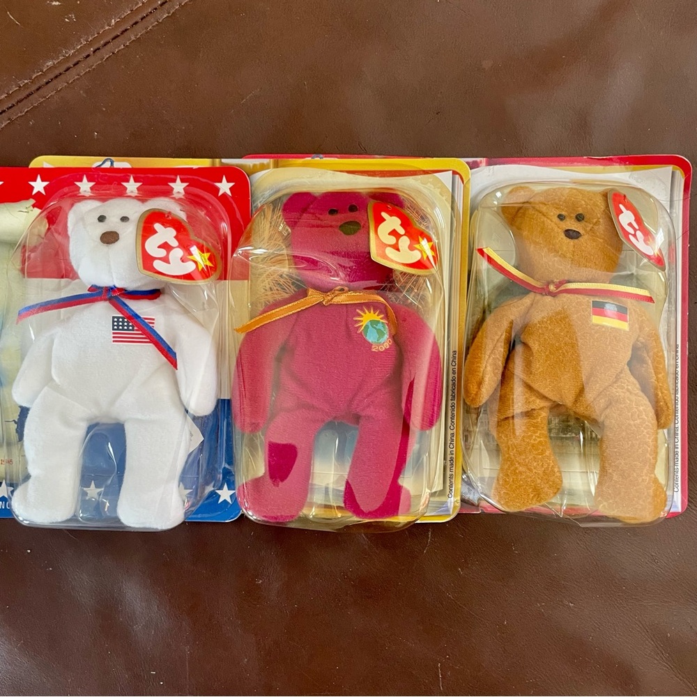 3 Collectible TY McDonald's Beanie Babies (Libearty, Germania, Millennium) NIB